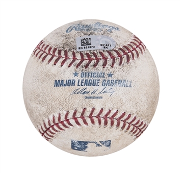 2014 Derek Jeter Game Used OML Selig Baseball Used on 5/5/14 - Fly Out To Trout (MLB Authenticated)